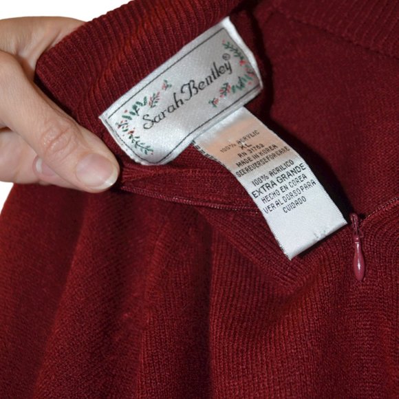Sara Bentley Knit Soft Acrylic Scarlet Red Long Sleeve Sweater XL - Picture 9 of 11